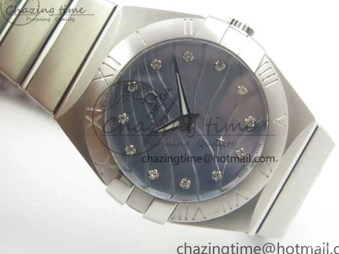 0402 Constellation Ladies 27mm ZF 1:1 Best Edition SS Blue MOP Dial on SS Bracelet ETA Quartz Youthful 7942